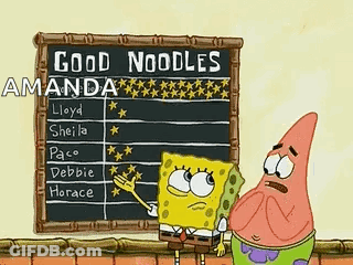 SpongeBob And Patrick At Blackboard Saying Good Noodles Amanda GIF