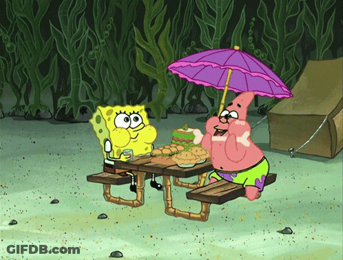 SpongeBob And Patrick At Picnic Table GIF
