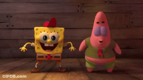 Spongebob And Patrick Dancing On Wood Floor GIF