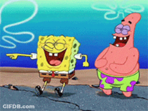 Spongebob And Patrick From Spongebob Squarepants Are Laughing Together GIF