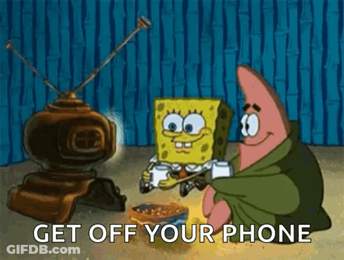 Spongebob And Patrick From Spongebob Squarepants Are Sitting Next To Each Other Eating Cereal And Playing Video Games . GIF