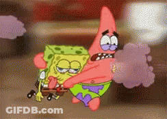 Spongebob And Patrick From Spongebob Squarepants Are Smoking A Cigarette Together GIF