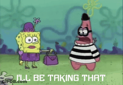 Spongebob And Patrick From Spongebob Squarepants Are Standing Next To Each Other GIF
