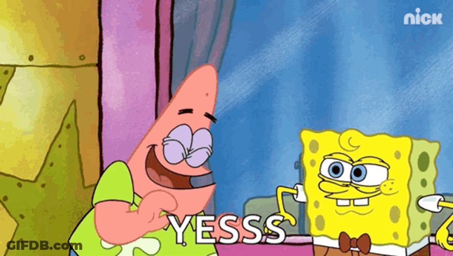Spongebob And Patrick High Five Yess GIF