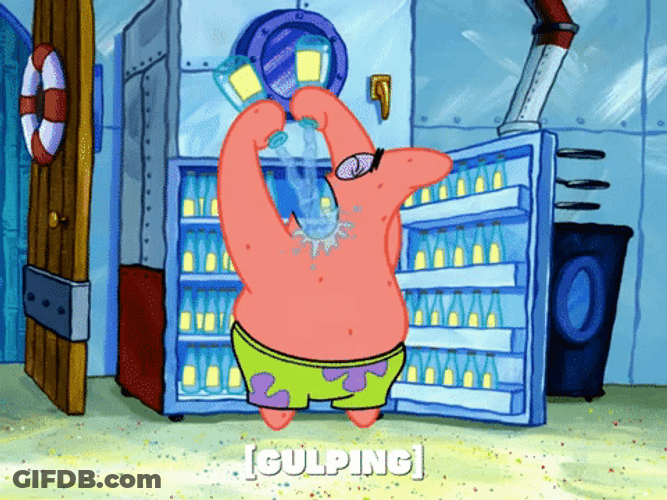 Spongebob And Patrick Hydrating With Water GIF