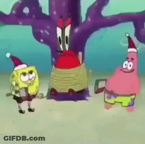 SpongeBob And Patrick In Santa Hats GIF