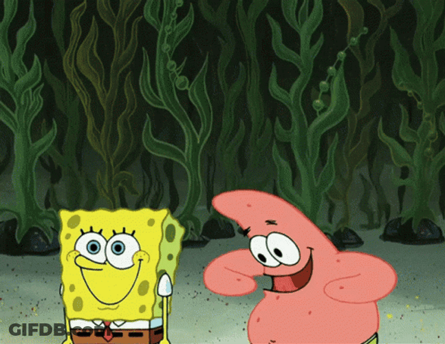 SpongeBob And Patrick Jumping For Joy GIF