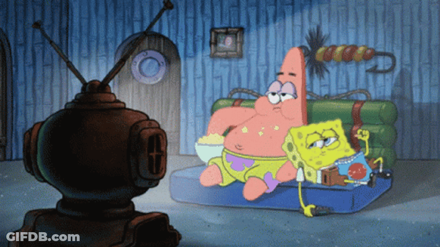 Spongebob And Patrick Love You Watching TV GIF