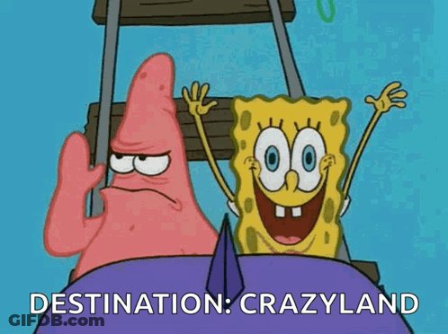 SpongeBob And Patrick On Crazyland Roller Coaster GIF