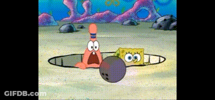 Spongebob And Patrick Playing Bowling In Hole GIF