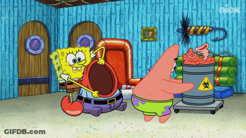 SpongeBob And Patrick Playing With Barrel GIF