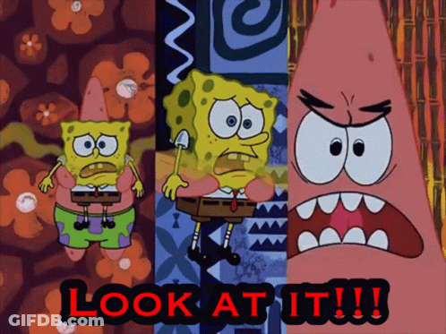 SpongeBob And Patrick Poster Saying Look At It GIF