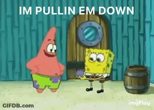 SpongeBob And Patrick Pulling Em Down GIF