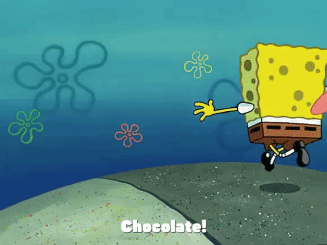 Spongebob And Patrick Running Away From Chocolate Guy GIF