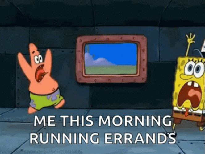 Spongebob And Patrick Running Errands Sunday GIF
