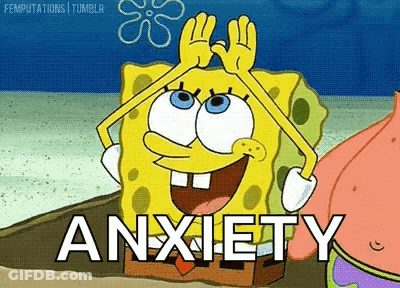 SpongeBob And Patrick Saying Anxiety Hands On Head GIF
