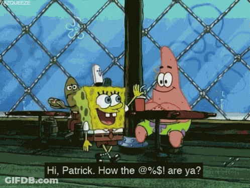 SpongeBob And Patrick Sitting At Table GIF
