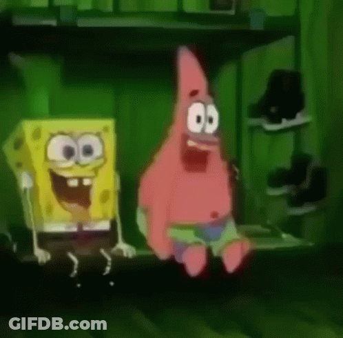 SpongeBob And Patrick Sitting On Shelf GIF