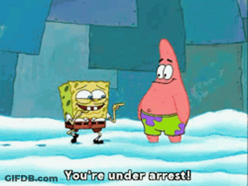 SpongeBob And Patrick Standing In Water Patrick Says Youre Under Arrest GIF