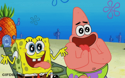 SpongeBob And Patrick Standing On Beach GIF