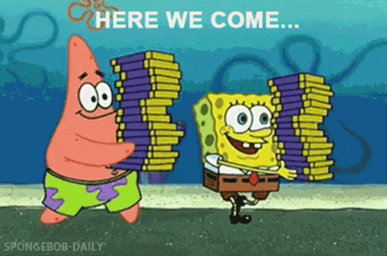 Spongebob And Patrick Star Selling Chocolate Bars GIF