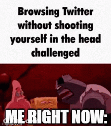 SpongeBob And Patrick Talking About Browsing Twitter Without Shooting Yourself In The Head GIF