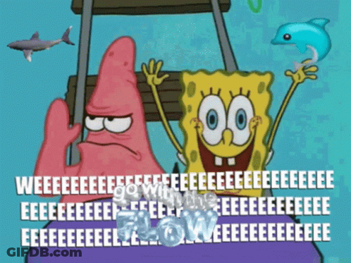 SpongeBob And Patrick With Dolphin And Shark GIF