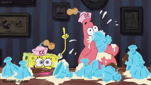Spongebob And Patrick With GG On Hat GIF