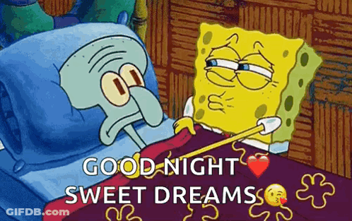Spongebob And Squidward From Spongebob Squarepants Are Laying In A Bed . GIF