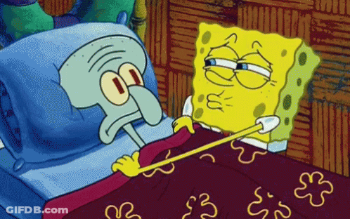 Spongebob And Squidward From Spongebob Squarepants Are Laying In Bed Together GIF