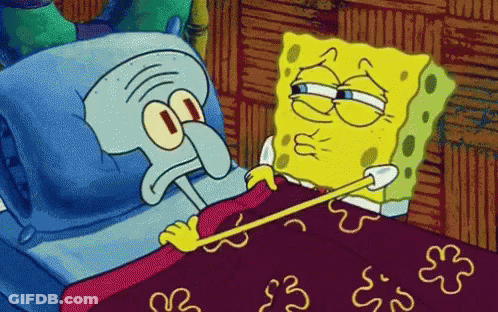 Spongebob And Squidward From Spongebob Squarepants Are Laying In Bed Together GIF