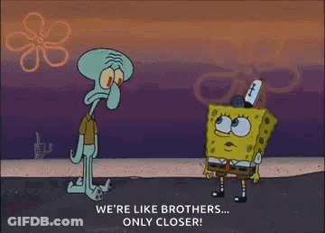 Spongebob And Squidward From Spongebob Squarepants Are Standing Next To Each Other . GIF