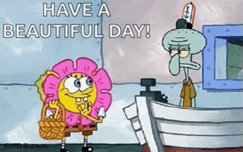 Spongebob And Squidward From Spongebob Squarepants Are Standing Next To Each Other In Front Of A Boat . GIF