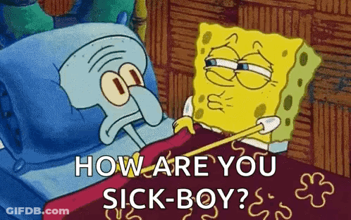 Spongebob And Squidward From Spongebob Squarepants Are Talking To Each Other In A Bed . GIF