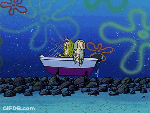 Spongebob And Squidward In A Boat GIF