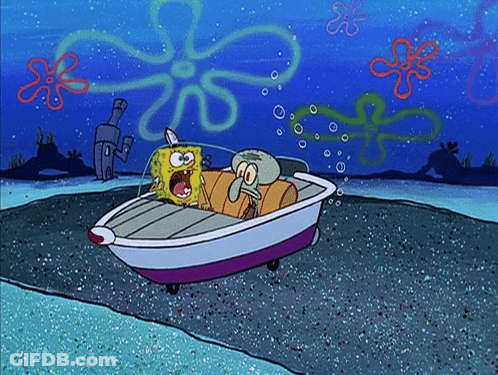 SpongeBob And Squidward In A Boat GIF