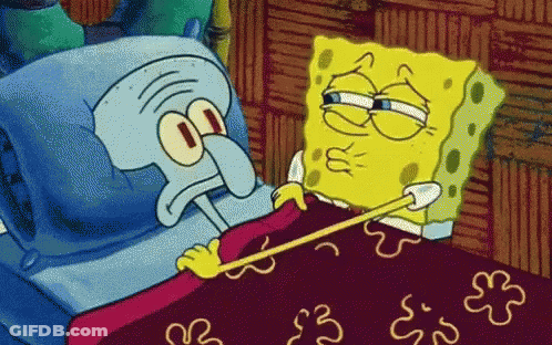 Spongebob And Squidward Laying In Bed GIF