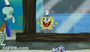 SpongeBob And Squidward Looking Out Window GIF