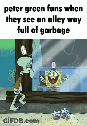 SpongeBob And Squidward Peter Green Fans Alleyway Full Of Garbage GIF