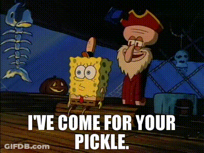 Spongebob And Squidward Saying Ive Come For Your Pickle GIF