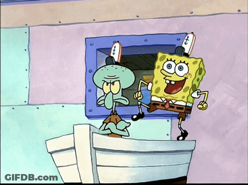 SpongeBob And Squidward Standing GIF