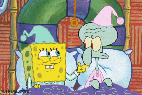 SpongeBob And Squidward Standing In Bed GIF