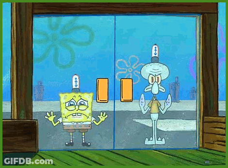 Spongebob And Squidward Standing In Doorway GIF