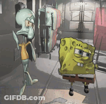 SpongeBob And Squidward Standing Next To Each Other GIF