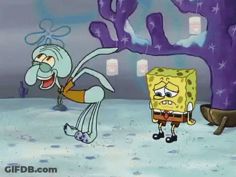 Spongebob And Squidward Standing Next To Each Other GIF