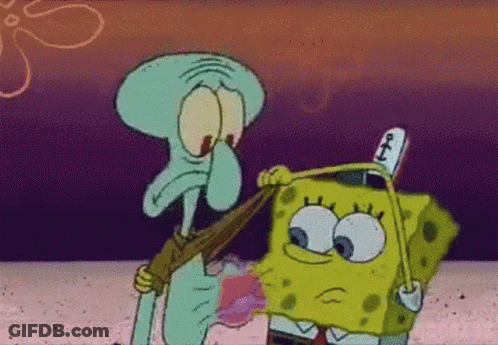SpongeBob And Squidward Standing Together GIF