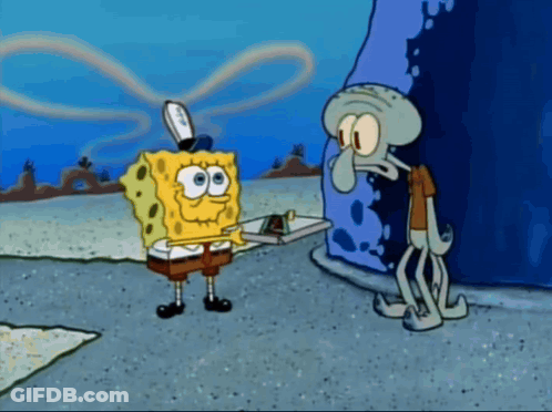 SpongeBob And Squidward Standing Together GIF