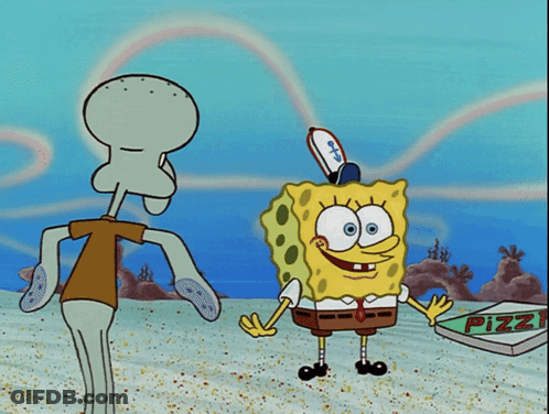 SpongeBob And Squidward With Pizza Box GIF