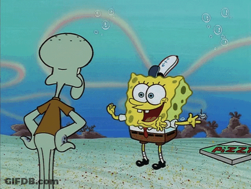 SpongeBob And Squidward With Pizza Box GIF
