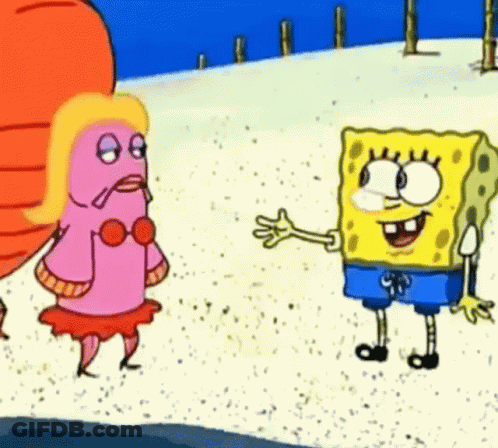 SpongeBob And Woman On Beach GIF